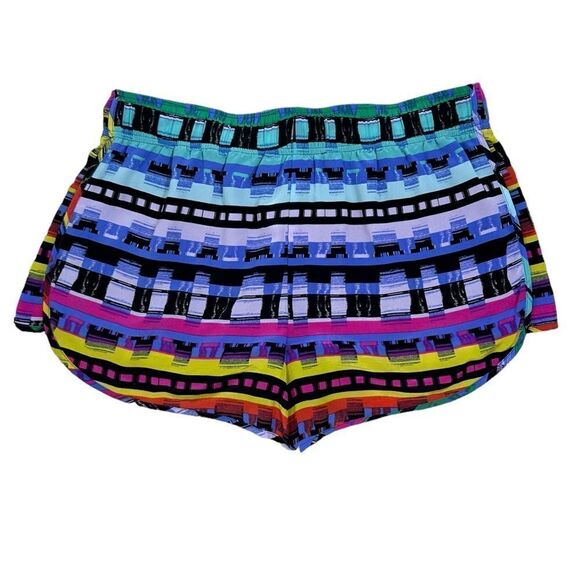 Rory Beca Purple Multi Color Eclectic Silk Drawstring Waist Shorts - Picture 6 of 9